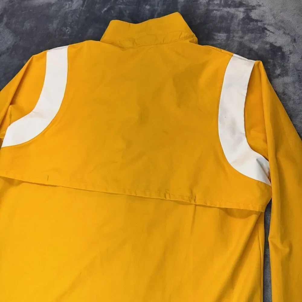NIKE Sz L Emory University Eagles Coaches Performance 1/4 Zip Jacket Gold Yellow